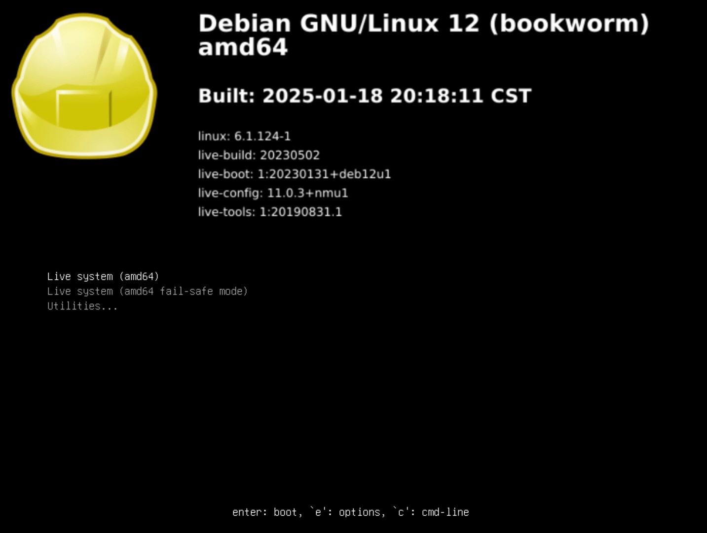LiveCD GRUB boot menu